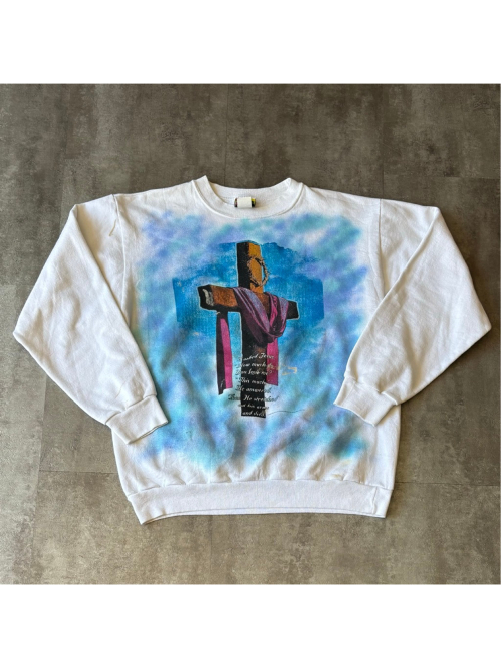 Vintage Jesus Cross Crewneck Sweater Mens Large 1989 Bible